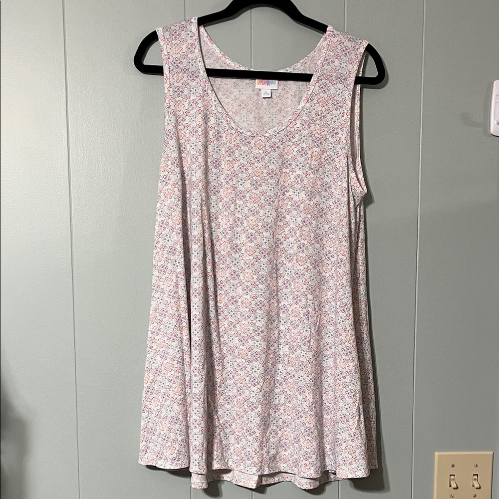 LuLaRoe Blue and Pink Patterned Top